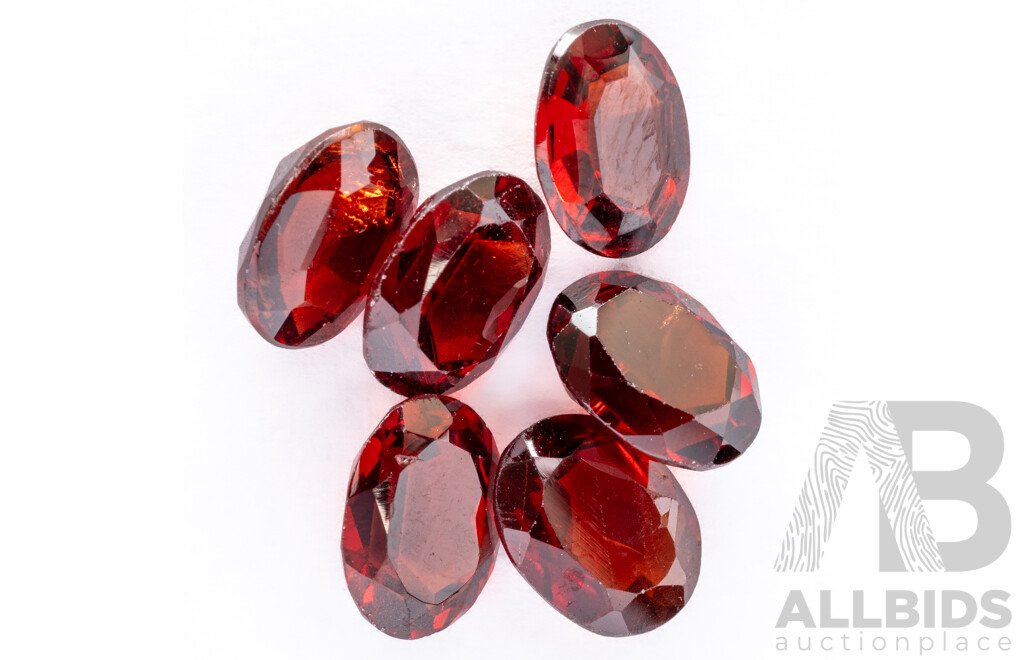 Garnet, (6) Natural Red Oval Cut Gemstones, 10.50ct
