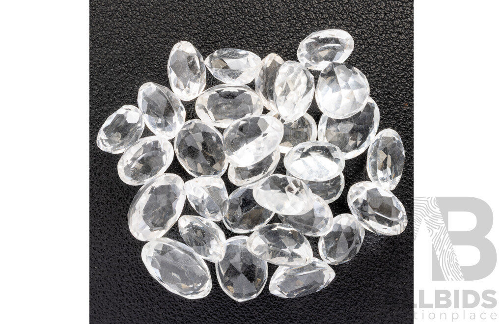 White Topaz (30) Natural Oval Cut Gemstones, 129.25ct