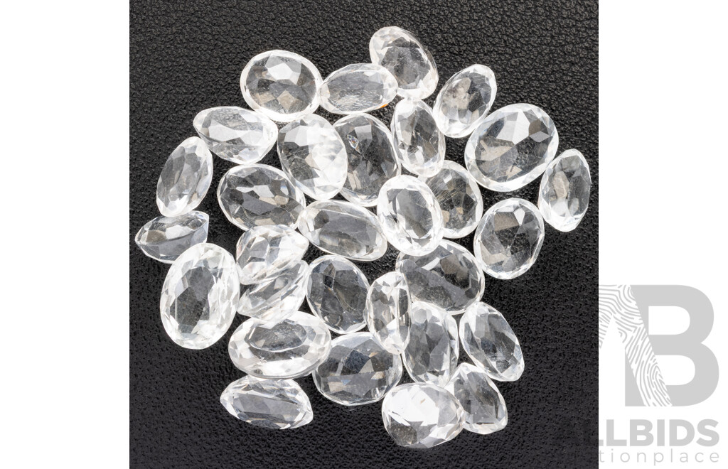 White Topaz (30) Natural Oval Cut Gemstones, 129.25ct