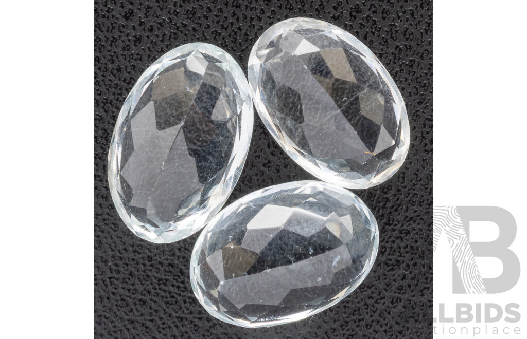 White Topaz (3) Natural Oval Cut Gemstones, 27.10ct