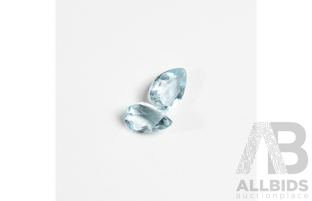 Aquamarine (2) Unset Pear Cut Gemstones, 1.60ct