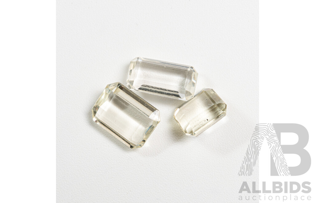Beryl Pale Yellow (2) & Beryl Goshenite Unset Emerald Cut Gemstones, 9.25ct