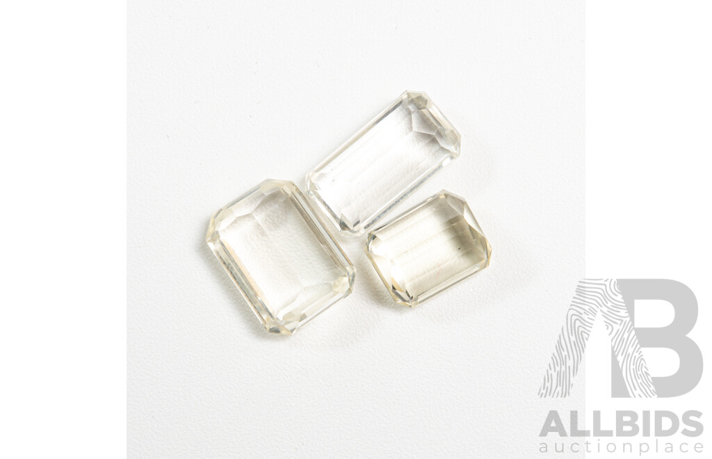 Beryl Pale Yellow (2) & Beryl Goshenite Unset Emerald Cut Gemstones, 9.25ct