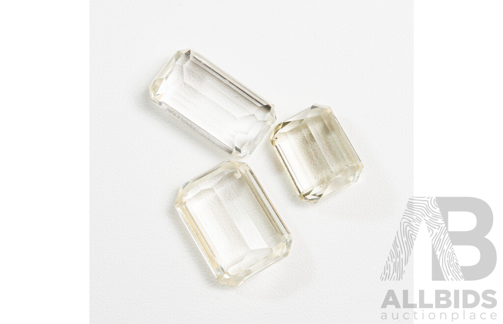 Beryl Pale Yellow (2) & Beryl Goshenite Unset Emerald Cut Gemstones, 9.25ct