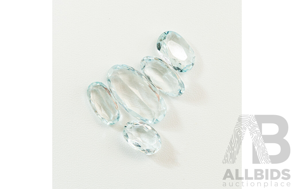 Aquamarine (7) Unset RBC, Oval & Emerald Cut Gemstones, 10.55ct