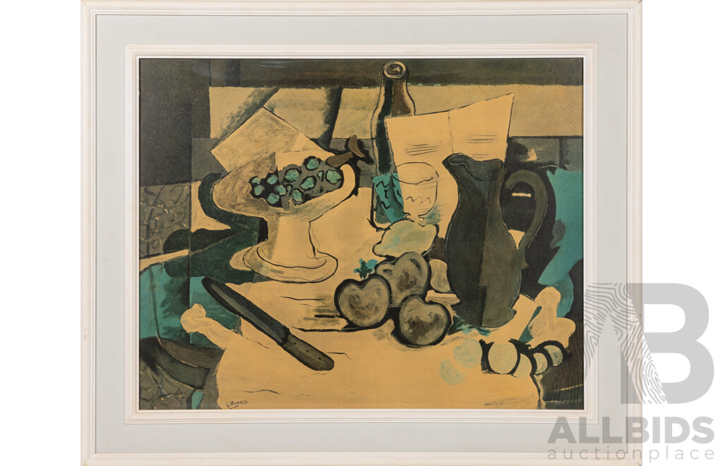 George Braque, (French, 1882-1963), Natures Morte - Still Life with Fruit, Vintage Quality Print on Board of Original Oil, 59 x 71 cm (frame)