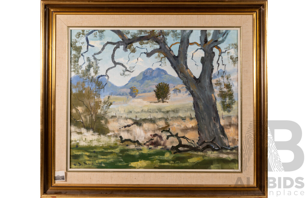 Geoffrey Davis, (20th Century, Australian, 1926-), The Foot of the Warrumbungles, (1976), Oil on Canvas Board, 70 x 80 cm (frame)