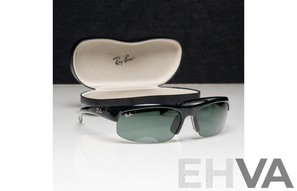 Rayban Sunglasses, RB 4039 601/71 3N, Black Half Rimless Made in Italy