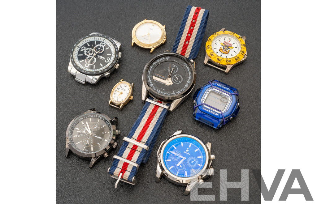 Collection of (8) Watch (faces Only) Including Baby-G