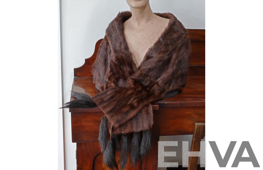Vintage Mink Fur Wrap with Tail Fringe, Stephen Dattner London Melbourne
