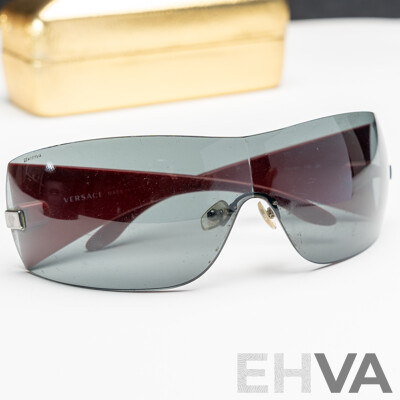 VERSACE Black Red Shield Wrap Sunglasses VE 2054 1001/87 115 3N 2O54