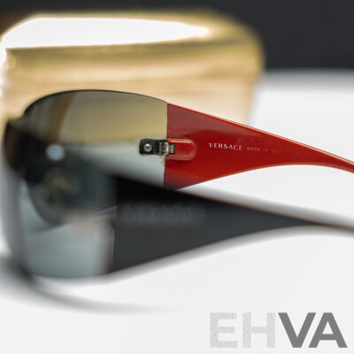 VERSACE Black Red Shield Wrap Sunglasses VE 2054 1001/87 115 3N 2O54