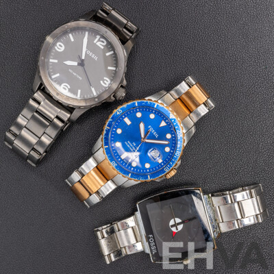 Collection of (3) Fossil Mens Watches, FS5654, JR1457 & FS0103