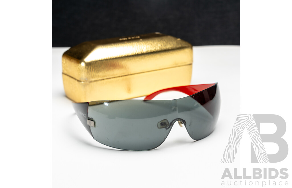 VERSACE Black Red Shield Wrap Sunglasses VE 2054 1001/87 115 3N 2O54