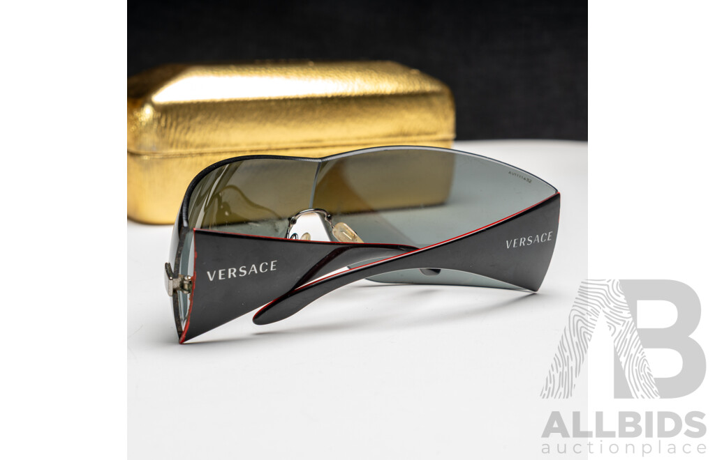 VERSACE Black Red Shield Wrap Sunglasses VE 2054 1001/87 115 3N 2O54