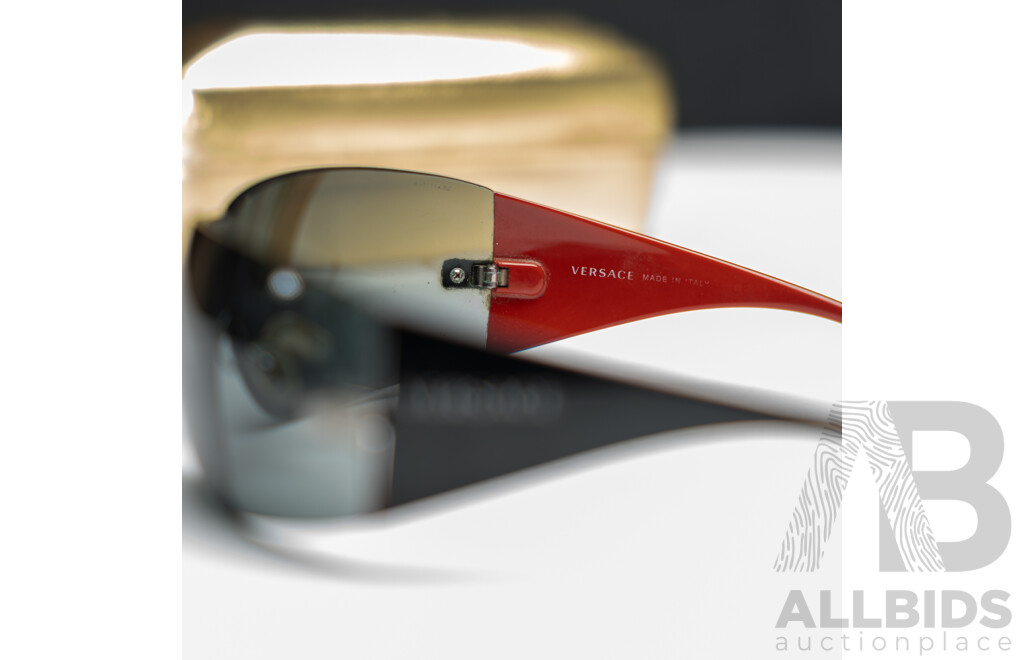 VERSACE Black Red Shield Wrap Sunglasses VE 2054 1001/87 115 3N 2O54