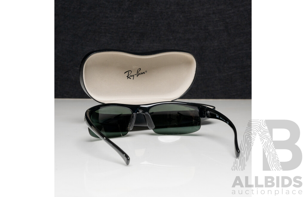 Rayban Sunglasses, RB 4039 601/71 3N, Black Half Rimless Made in Italy