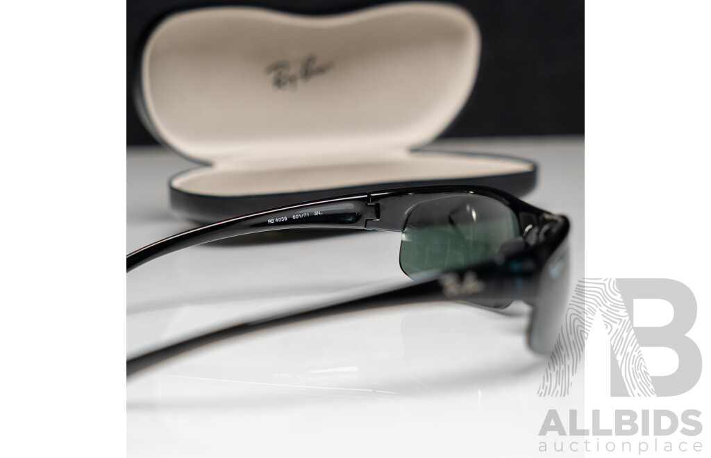 Rayban Sunglasses, RB 4039 601/71 3N, Black Half Rimless Made in Italy