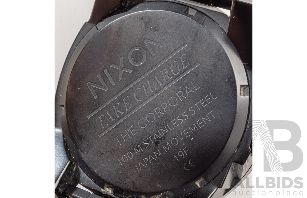 Nixon Take Charge 'The Corporal' Black & Gold 48mm Mens Watch