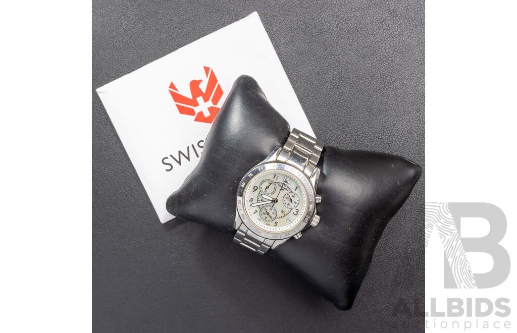 Swiss Eagle Chronograph 33mm Ladies Watch, SE-6026, Stainless Steel & Mother of Pearl