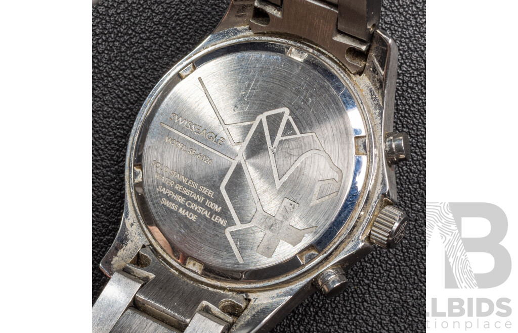 Swiss Eagle Chronograph 33mm Ladies Watch, SE-6026, Stainless Steel & Mother of Pearl