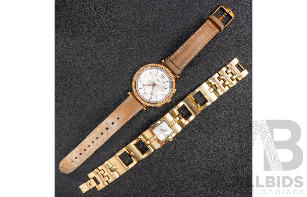 Fossil Hybrid Smartwatch with Interchanging Bezels & Diva Ladies Dress Watch, Both in Original Boxes