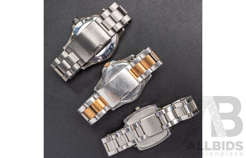 Collection of (3) Fossil Mens Watches, FS5654, JR1457 & FS0103