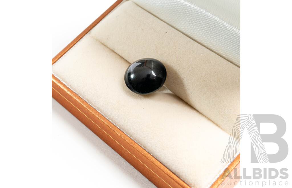 Black Star Sapphire, Unset Natural 13.3mm Round Cabochon Gemstone, 12.35ct