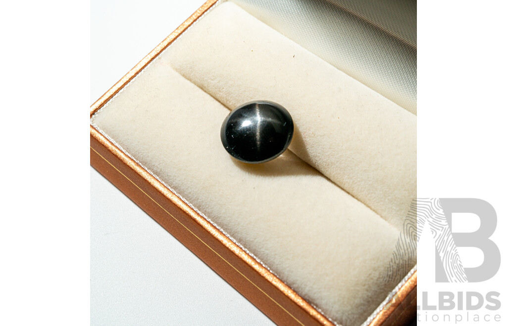 Black Star Sapphire, Unset Natural 13.3mm Round Cabochon Gemstone, 12.35ct