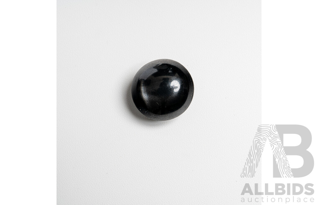 Black Star Sapphire, Unset Natural 13.3mm Round Cabochon Gemstone, 12.35ct