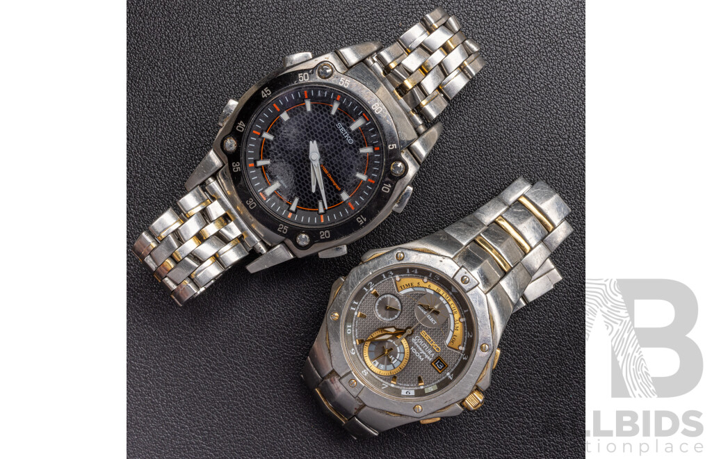 Seiko Contura Chronograph 100M Watch, 7T84-0AB0 & Seiko 1/1000 10 Bar Watch, H024-00A0