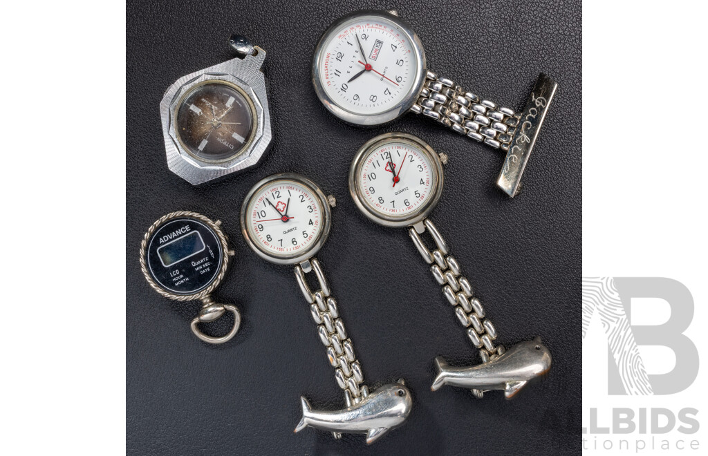 Citron De Luxe Vintage Watch Pendant with (3) Nurses Watches & Other Pendant Watch
