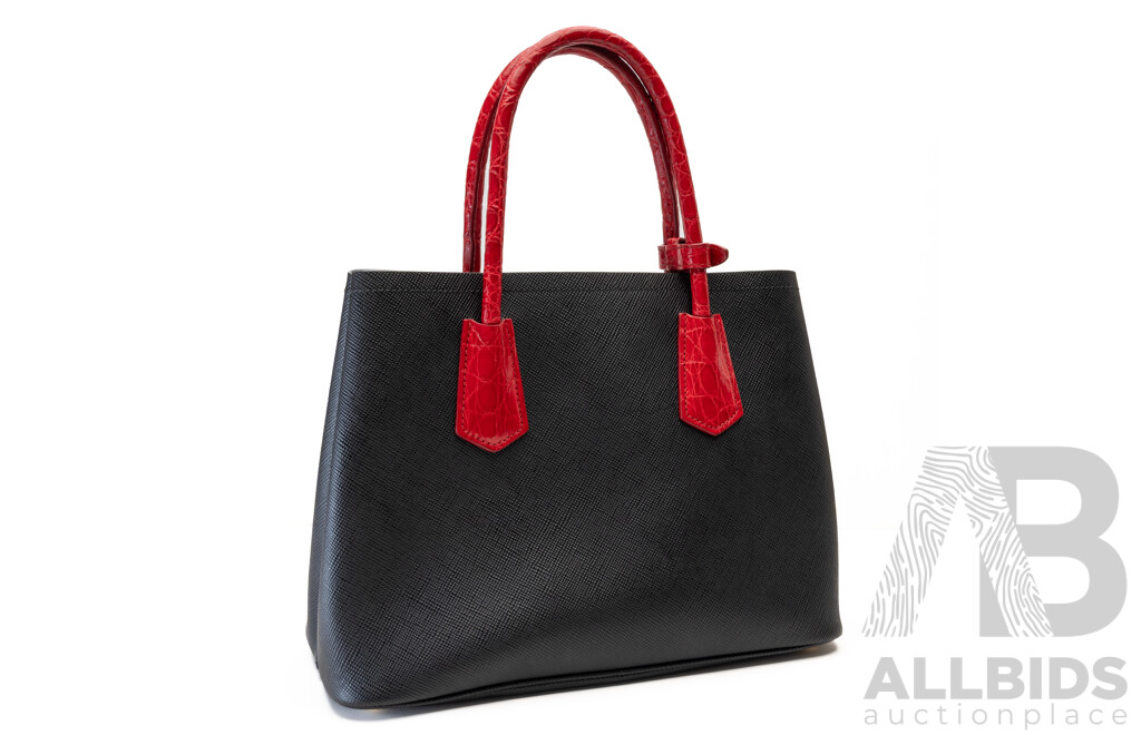 Prada Black/red Saffiano Leather Tote Bag