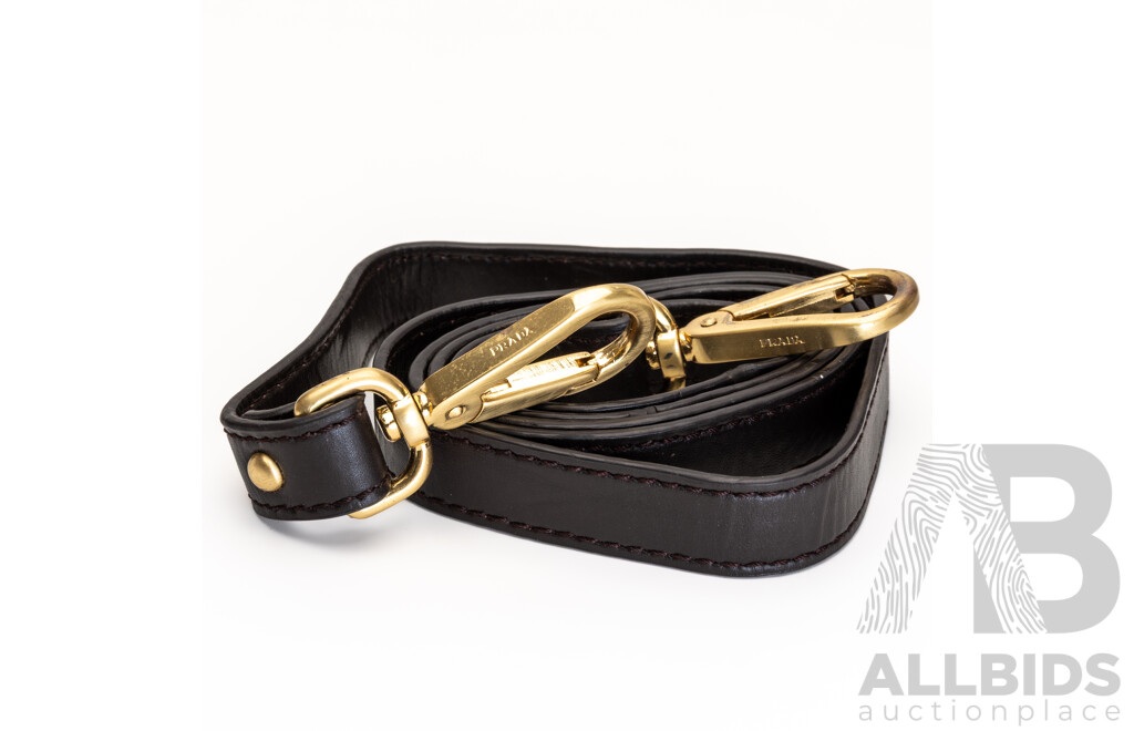 Prada Long Crossbody Bag Strap - Dark Brown Leather/gold Hardware