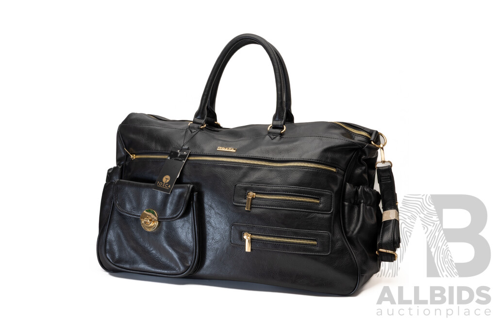 TOSCA Travel Goods Black Carry All Tote Bag with Crossbody Strap, TH035