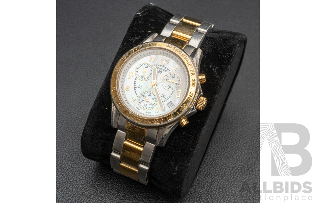 Swiss Eagle Ladies Chronograph Watch, SE-6026, 34mm, Two Tone/Mother of Pearl