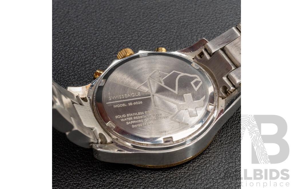 Swiss Eagle Ladies Chronograph Watch, SE-6026, 34mm, Two Tone/Mother of Pearl