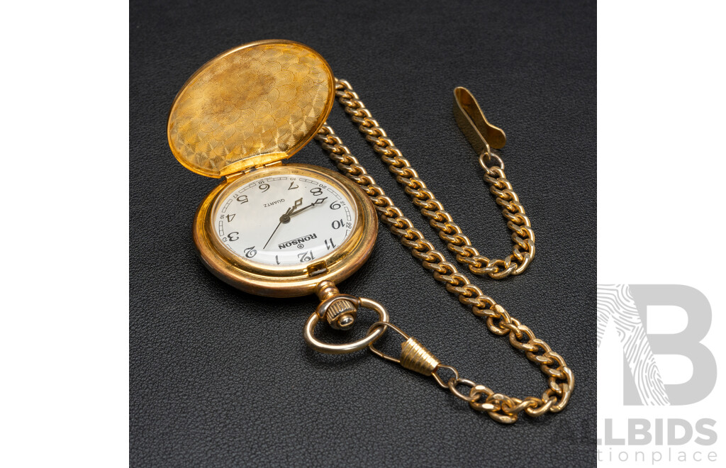 Ronson Pocket Watch with Ginnin & Solar Quartz Travel Clocks