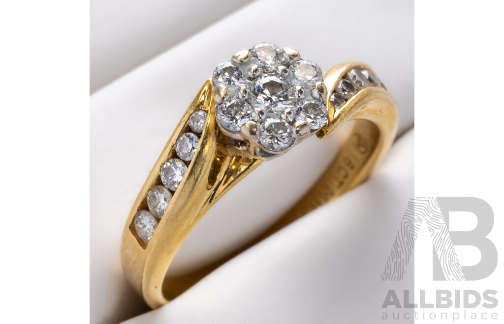 18ct Michael Hill Diamond Cluster Ring, TDW 0.50ct, Size M, 4.43 Grams