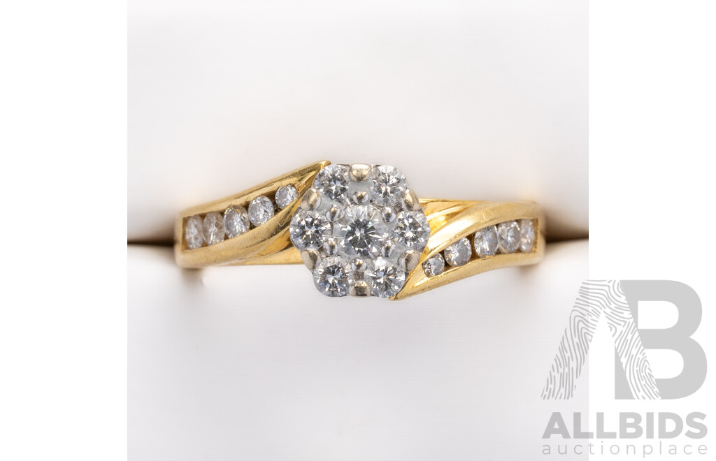 18ct Michael Hill Diamond Cluster Ring, TDW 0.50ct, Size M, 4.43 Grams
