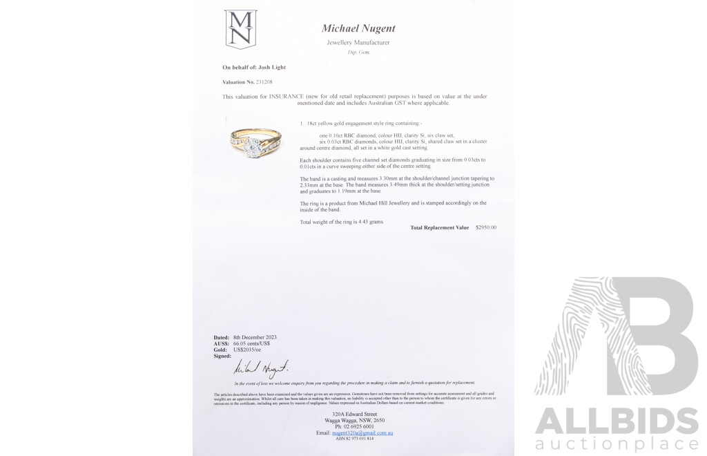 18ct Michael Hill Diamond Cluster Ring, TDW 0.50ct, Size M, 4.43 Grams