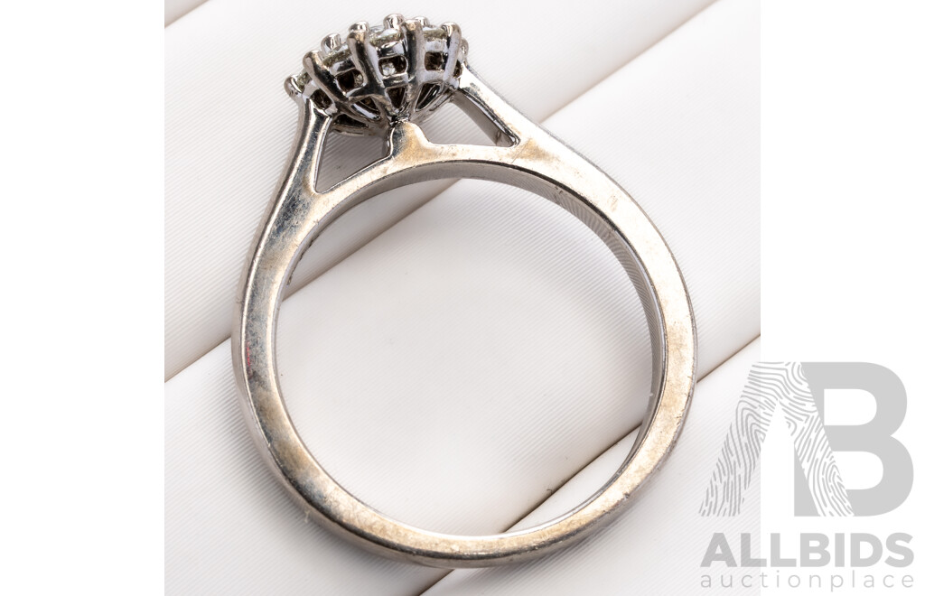 18ct 'Hearts on Fire' White Gold Diamond Halo Engagment Ring, GIA Certified Centre 0.31ct Diamond, TDW 0.50ct, Size K, 4.39 Grams