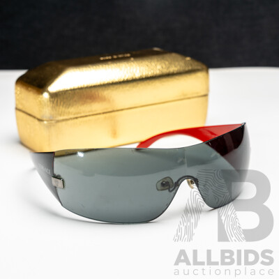 VERSACE Black Red Shield Wrap Sunglasses VE 2054 1001/87 115 3N 2O54