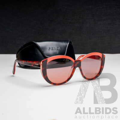 Fendi FS5261-212 Women's Orange-Havana Coral Pink Cateye Sunglasses