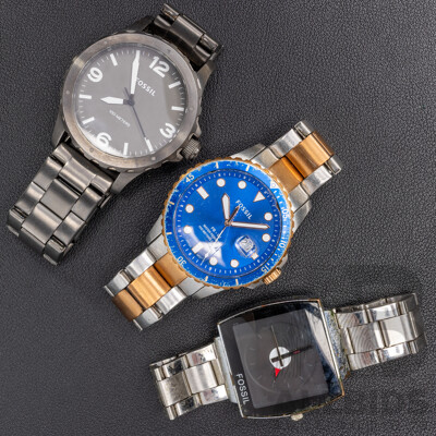 Collection of (3) Fossil Mens Watches, FS5654, JR1457 & FS0103