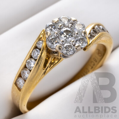 18ct Michael Hill Diamond Cluster Ring, TDW 0.50ct, Size M, 4.43 Grams