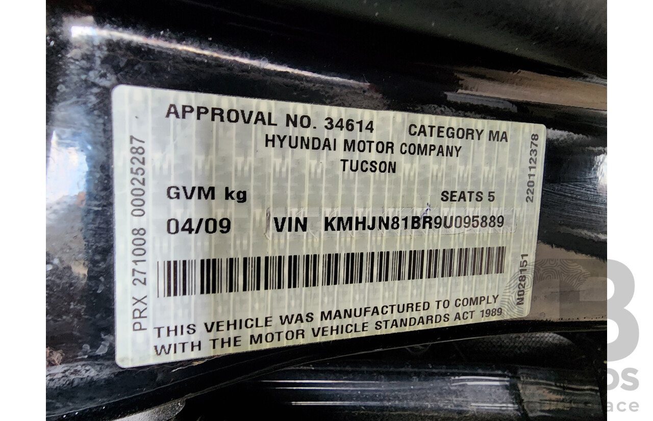 4/2009 Hyundai Tucson CITY SX 08 UPGRADE 4d Wagon Black 2.0L
