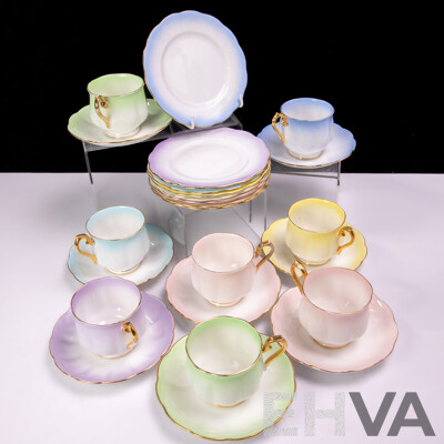Six Retro Royal Albert Harlequin Tea Trios