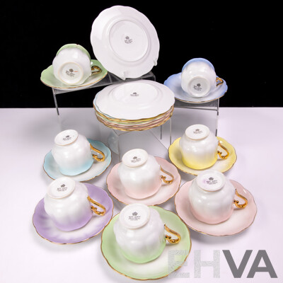 Six Retro Royal Albert Harlequin Tea Trios