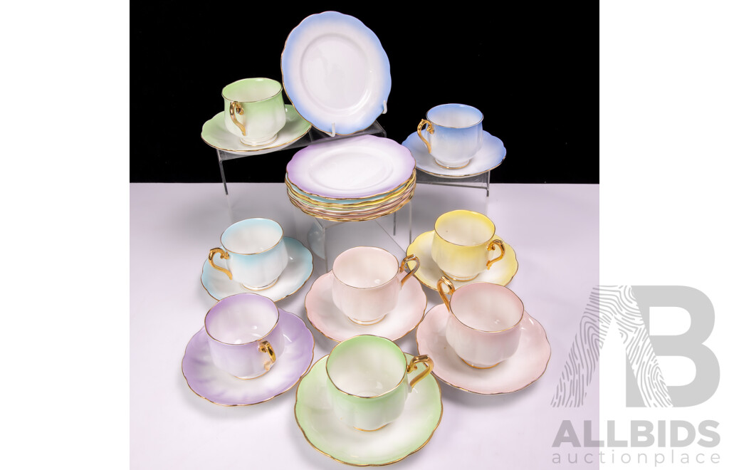 Six Retro Royal Albert Harlequin Tea Trios